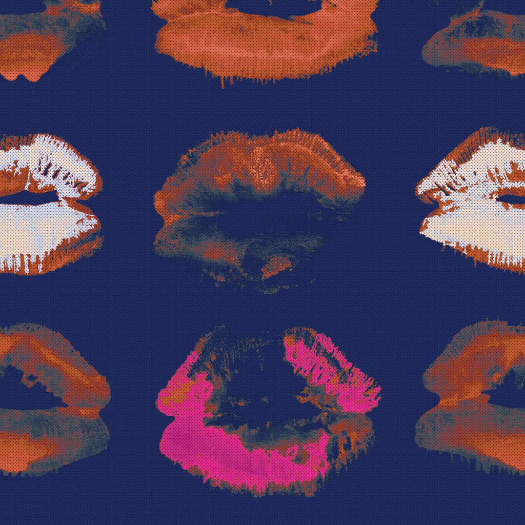 MindTheGap NEON KISS Indigo Blue, Red, Pink Wallpaper