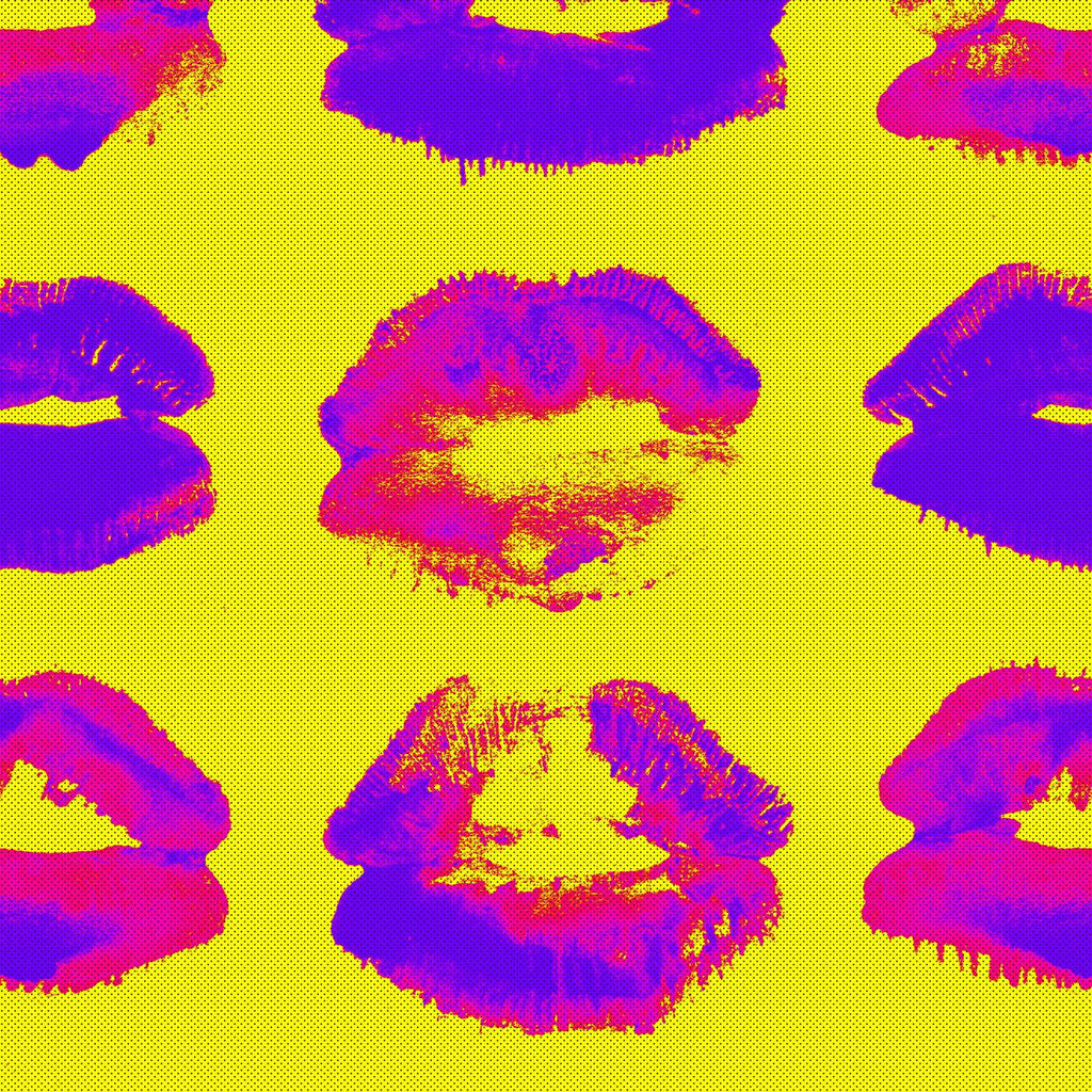MindTheGap NEON KISS Yellow, Purple, Pink Wallpaper
