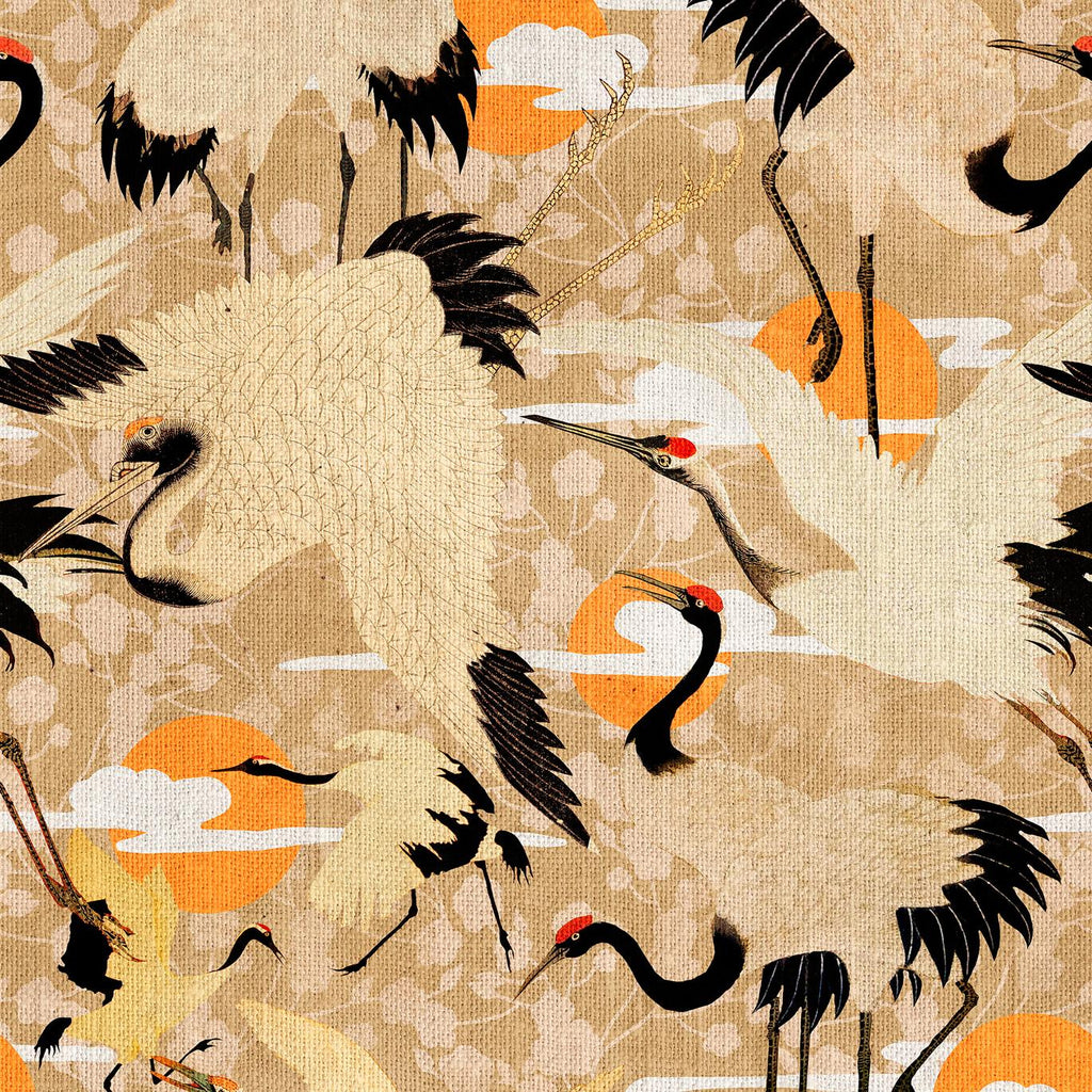 MindTheGap BIRDS OF HAPPINESS Orange, Taupe, Black Wallpaper