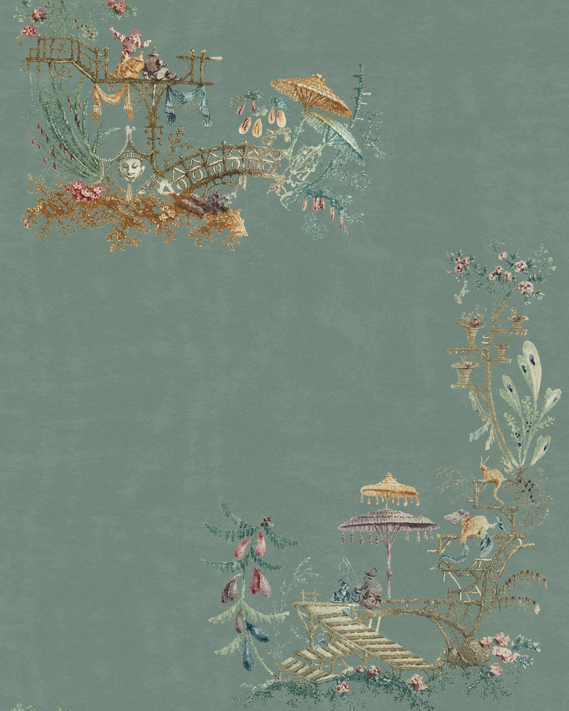 MindTheGap CHINOSERIE Blue BLUE/BROWN/GREEN/TAUPE Wallpaper