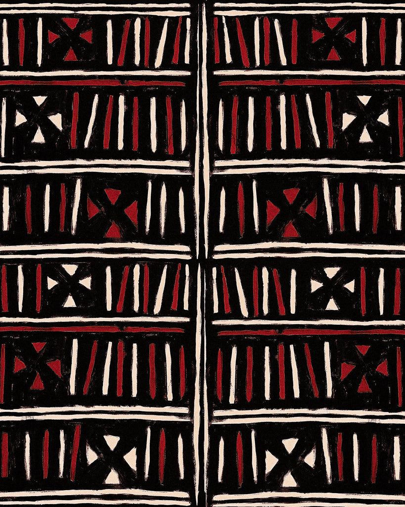 MindTheGap BOGOLANFINI Recoloured BLACK/RED/TAUPE Wallpaper