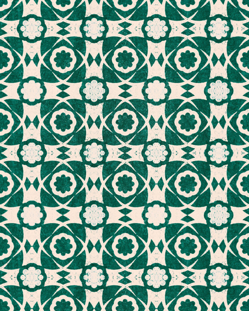 MindTheGap AEGEAN TILES Ultramarine Green TAUPE/GREEN Wallpaper