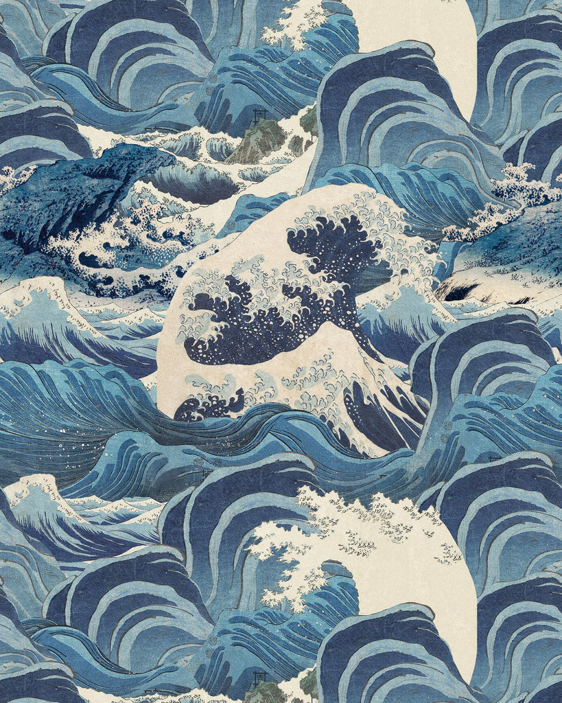 MindTheGap SEA WAVES Light Blue INDIGO/LIGHT BLUE/WHITE Wallpaper