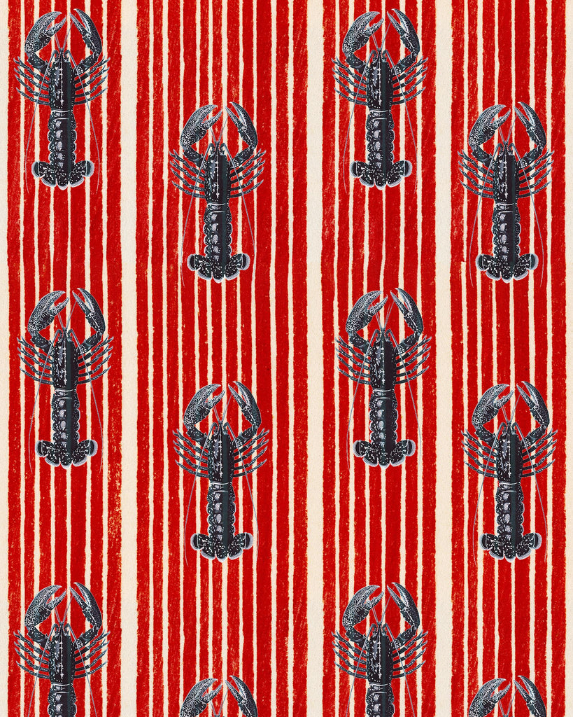 MindTheGap MEDITERRANEAN LOBSTERS Red INDIGO/RED/WHITE Wallpaper