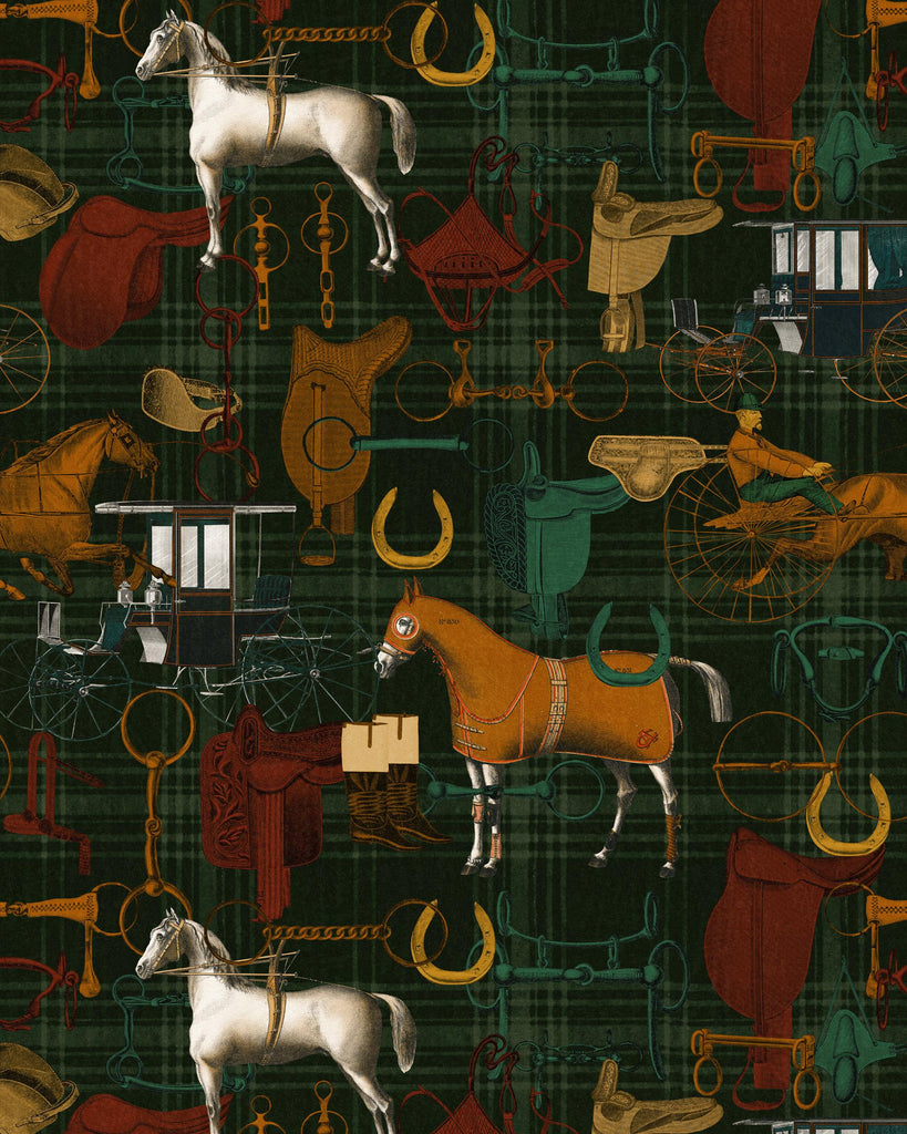 MindTheGap THE JOCKEY Multicoloured GREEN/ANTHRACITE/BROWN/RED Wallpaper