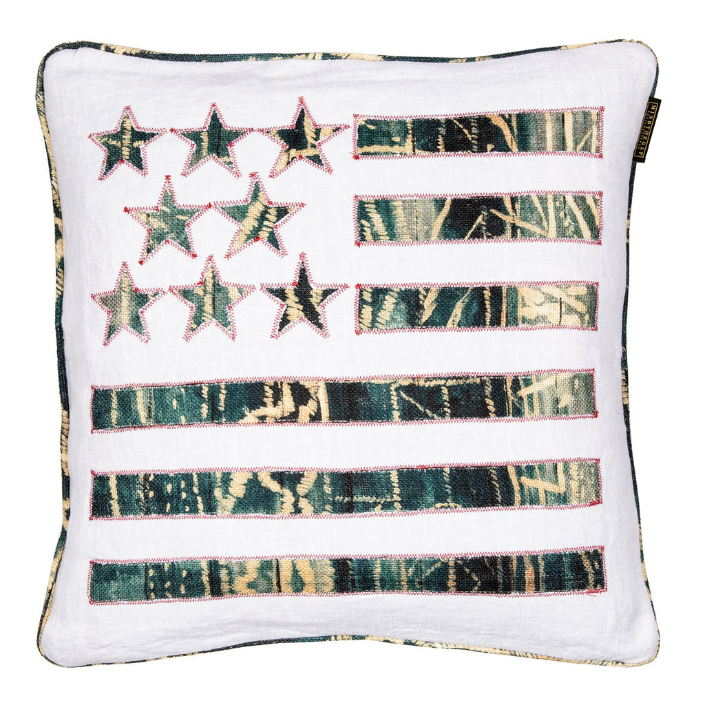 MindTheGap STARS AND STRIPES Blue/Taupe/White Pillow