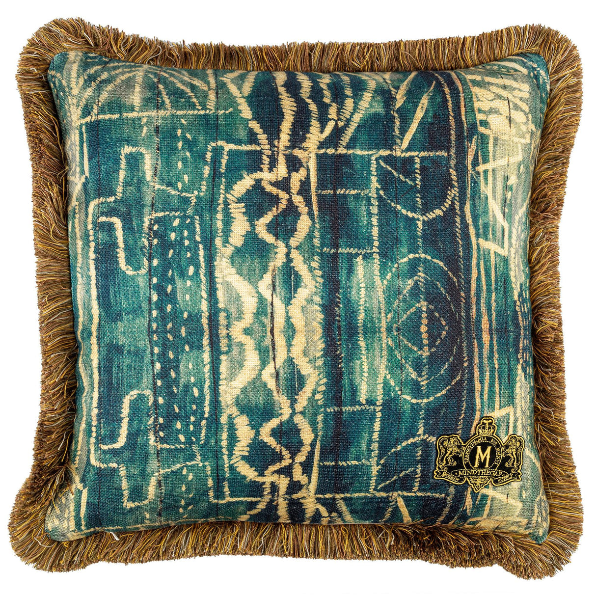 MindTheGap BAMILEKE Blue/Taupe Pillow