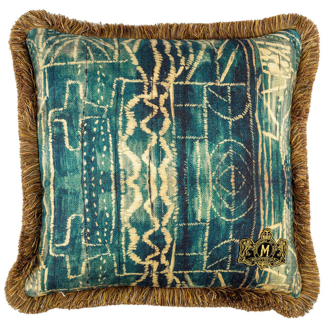 MindTheGap BAMILEKE Blue/Taupe Pillow