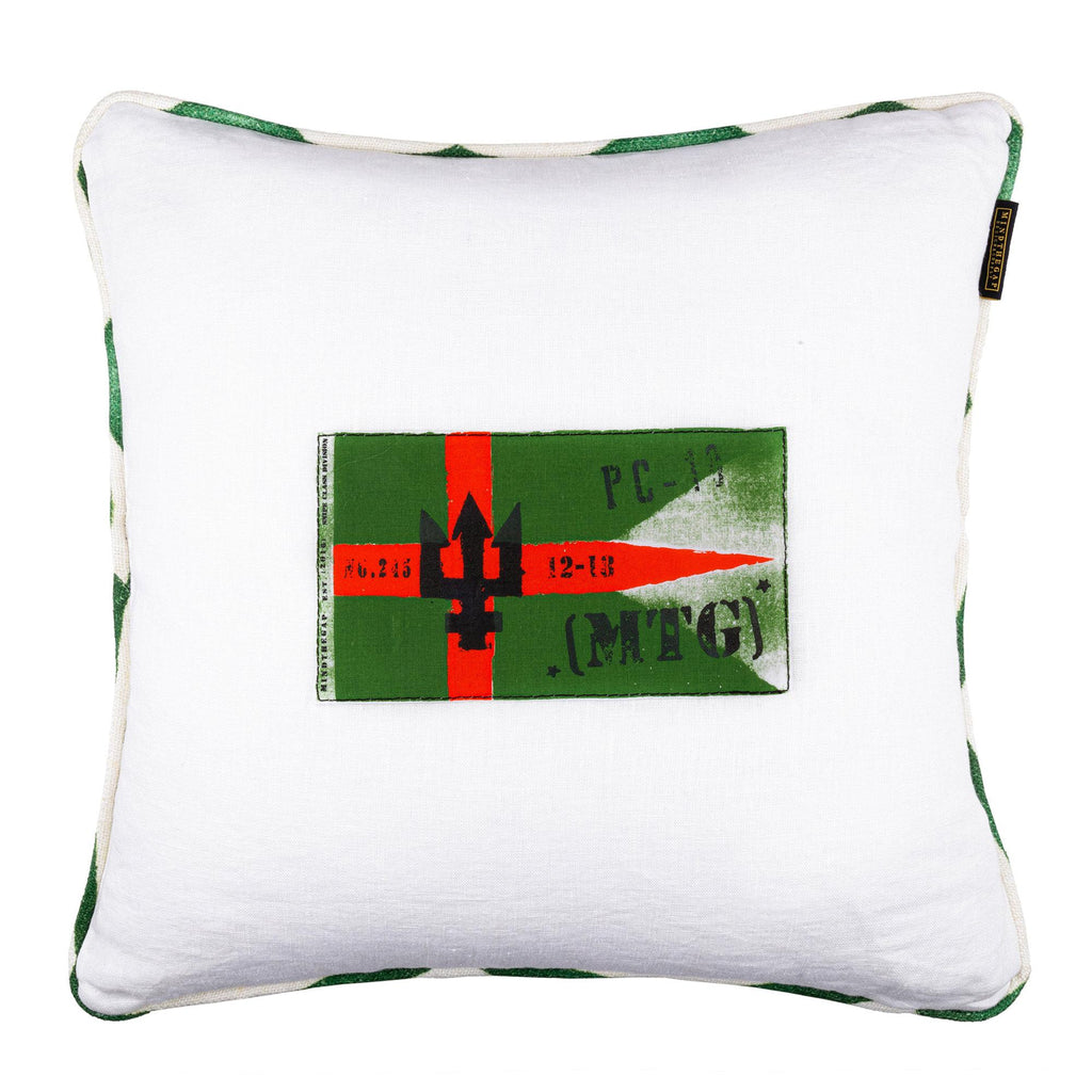 MindTheGap NAVAL FLAG I White/Green/Orange Pillow