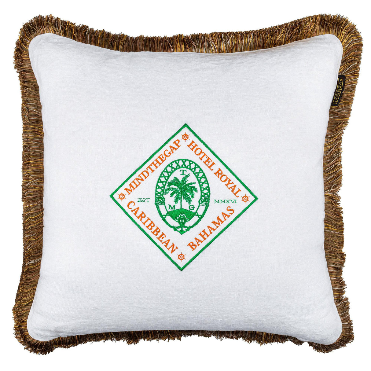 MindTheGap HOTEL ROYAL White/Orange/Green/Brown Pillow