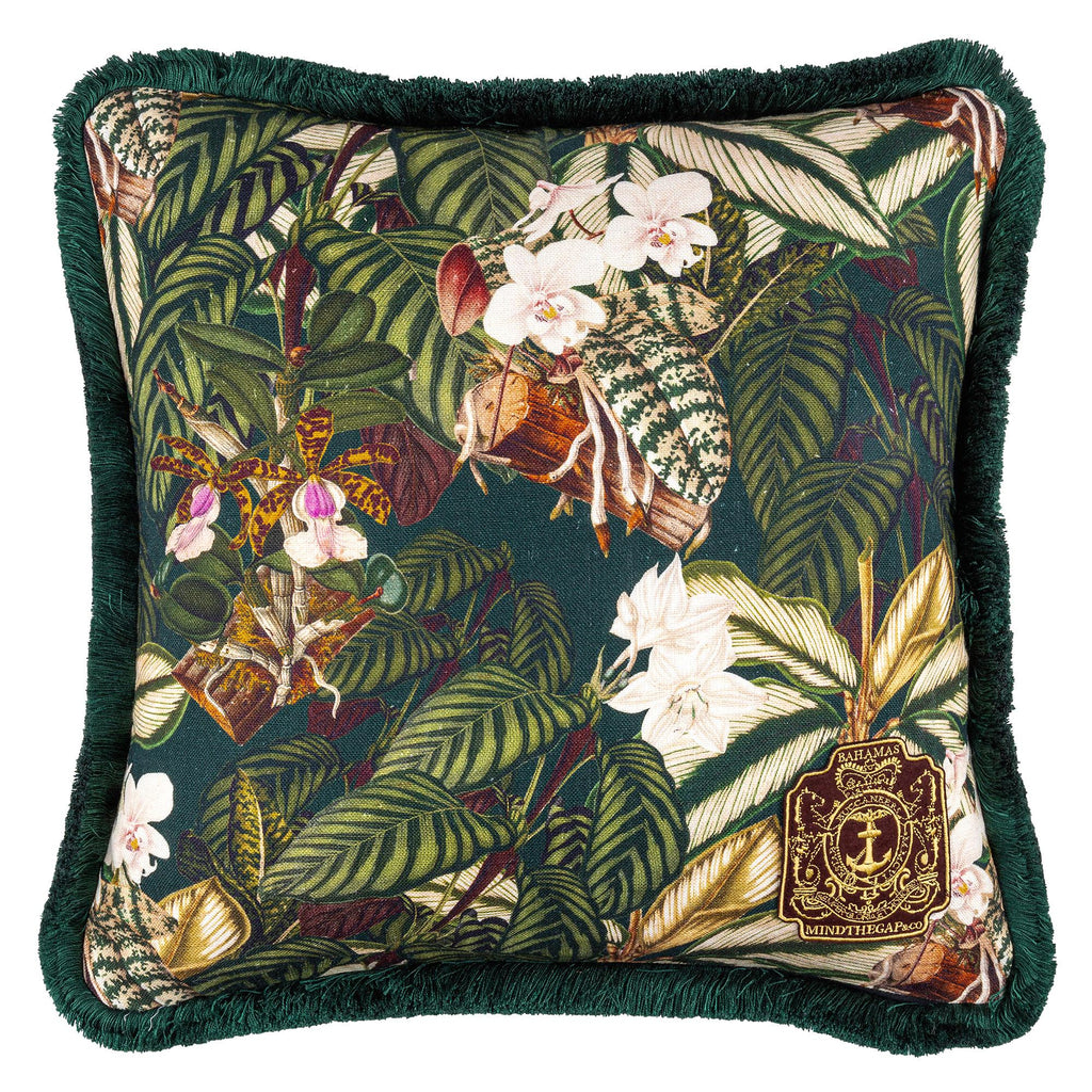 MindTheGap ORCHID BLOOM White/Green/Brown/Yellow/Pink Pillow