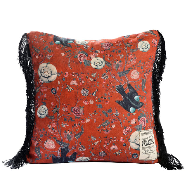 MindTheGap BLACK BIRD Black/Blue/Red Pillow