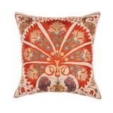 MindTheGap MEROS SUZANI Silk Embroidered Brown/Orange/Green Pillow
