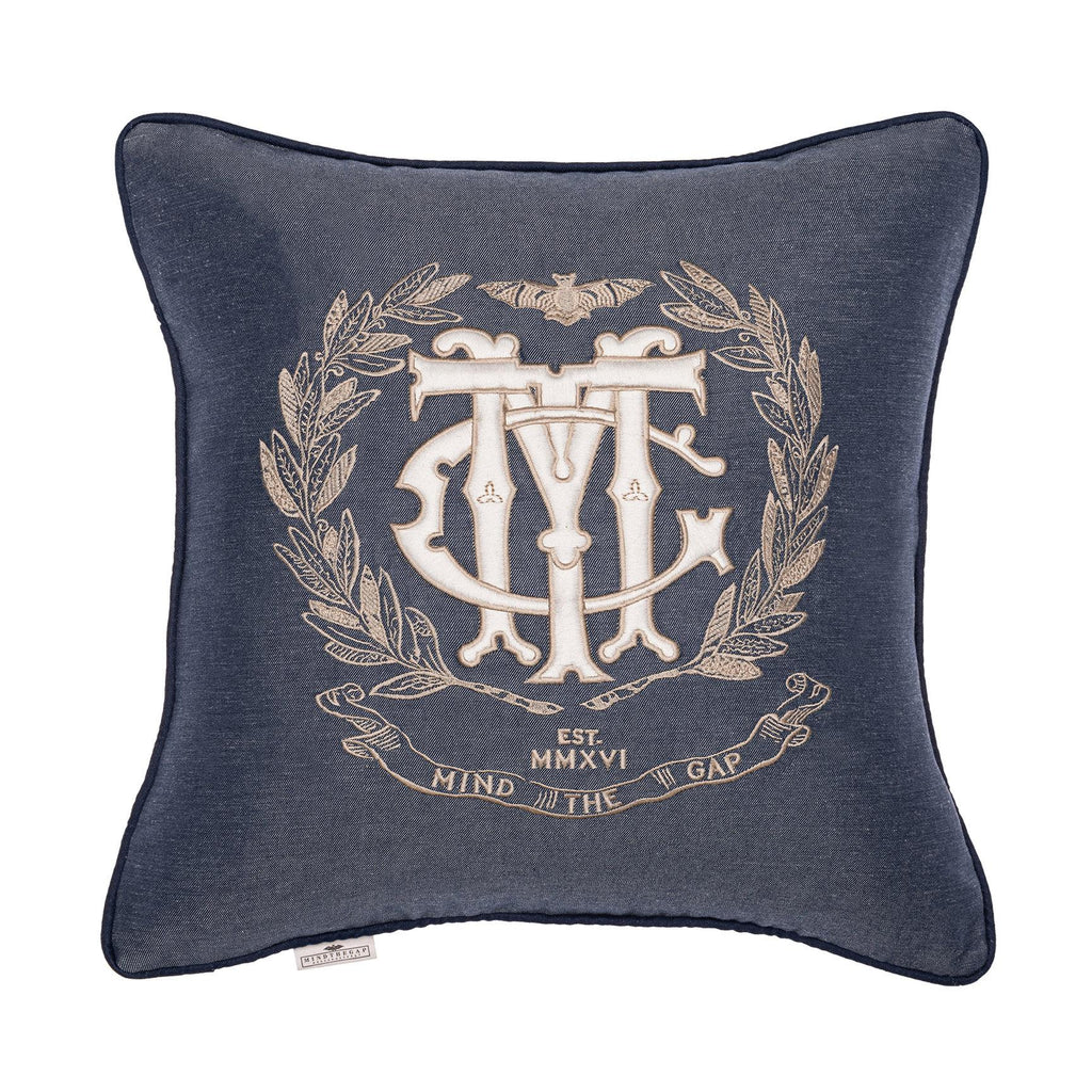 MindTheGap WOODSTOCK DENIM Embroidered Blue Pillow