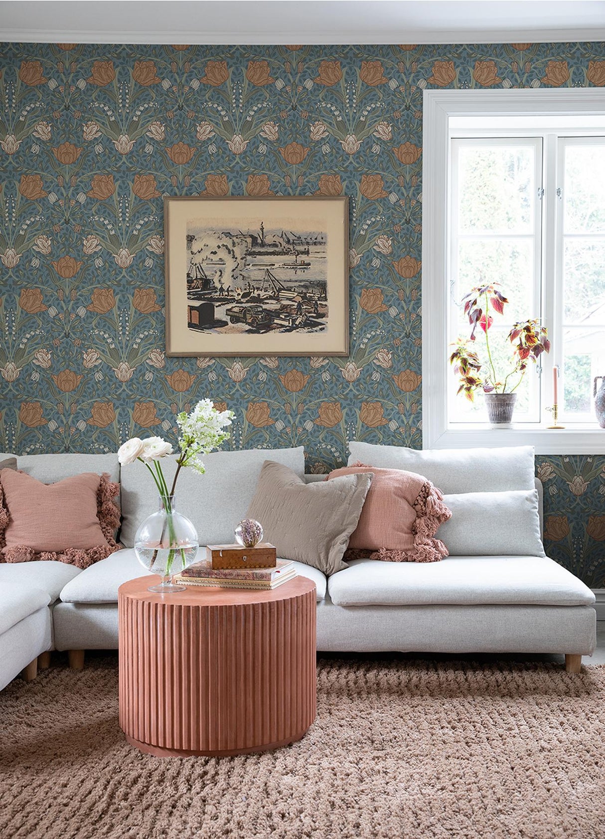 A-Street Prints Fillippa Tulip Blue Wallpaper