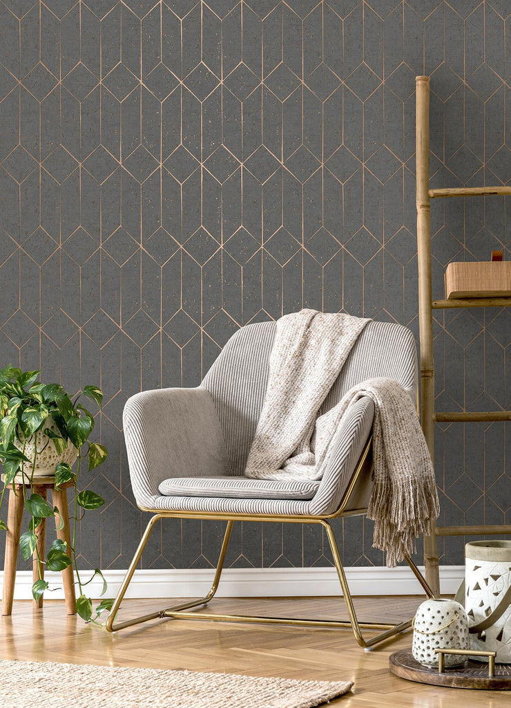 Brewster Home Fashions Hayden Concrete Trellis Charcoal Wallpaper