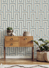 Brewster Home Fashions Henley Geometric Grasscloth Light Blue Wallpaper