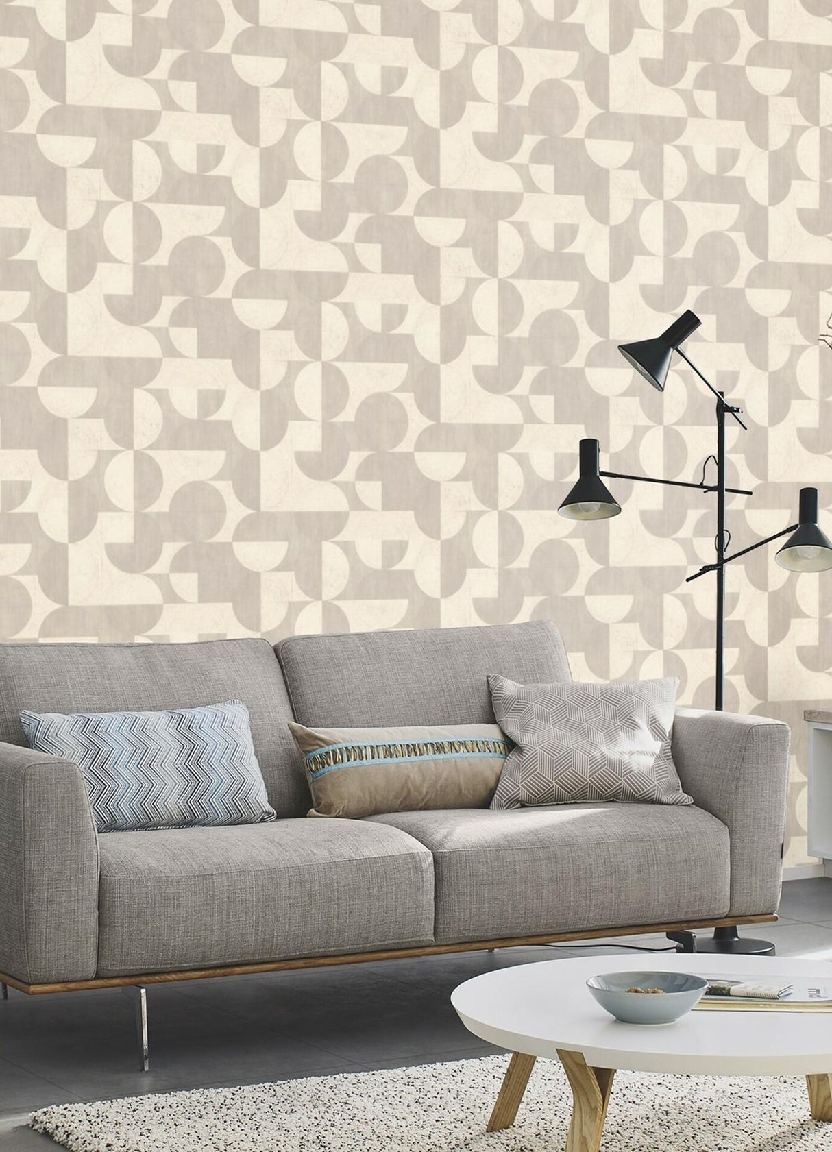 Brewster Home Fashions Barcelo Circles Light Grey Wallpaper