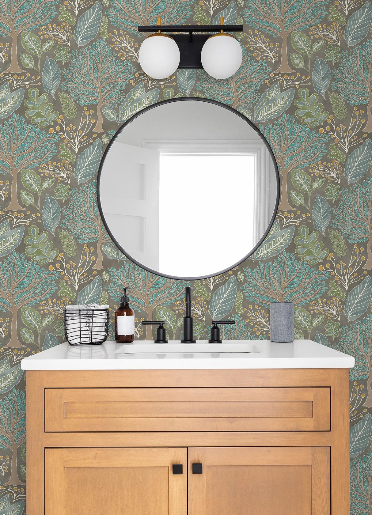 Brewster Home Fashions Kiah Forest Taupe Wallpaper