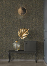 Brewster Home Fashions Tatlin Chevron Brown Wallpaper