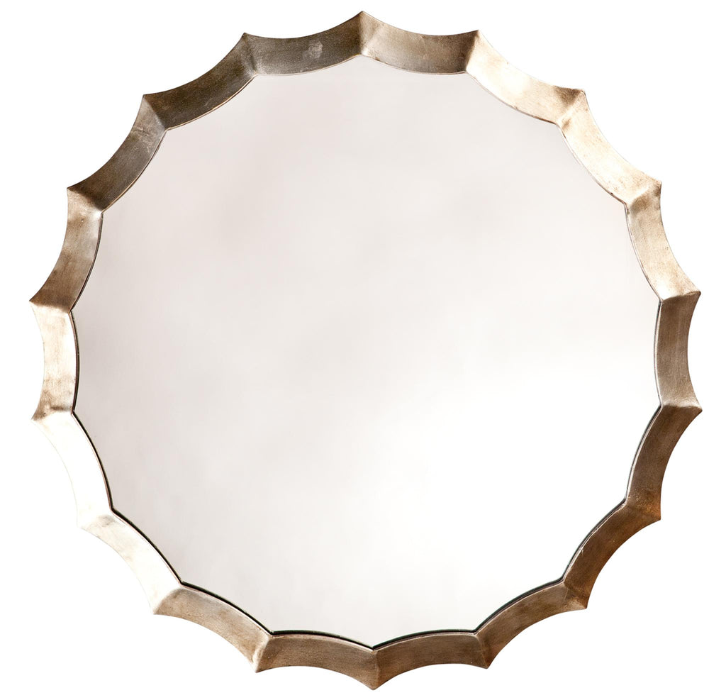 Jamie Young Round Scalloped Antique Silver Mirrors
