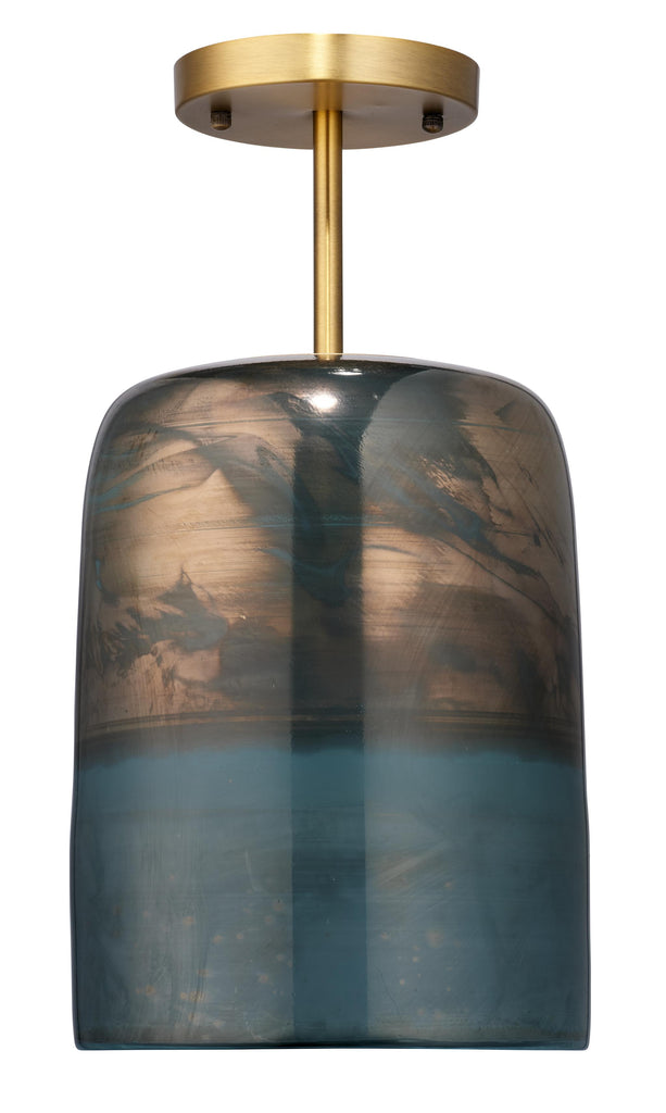 Jamie Young Vapor Antique Brass / Aqua Metallic Glass Semi-Flush Mounts