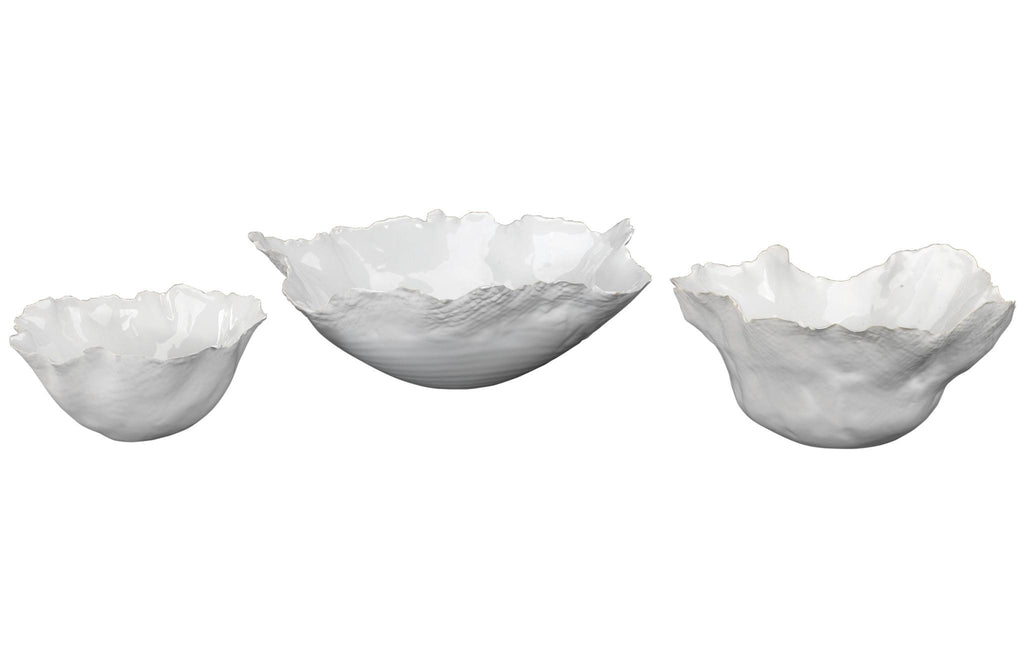 Jamie Young Fleur Ceramic Bowls (set of 3) White Accents