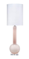 Decoratorsbest Studio Table Lamp, Leaf Green Glass With Tall Thin Drum Shade, Pink