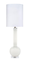 Decoratorsbest Studio Table Lamp, Leaf Green Glass With Tall Thin Drum Shade, White