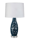 Decoratorsbest Filigree Ceramic Table Lamp, Navy Blue