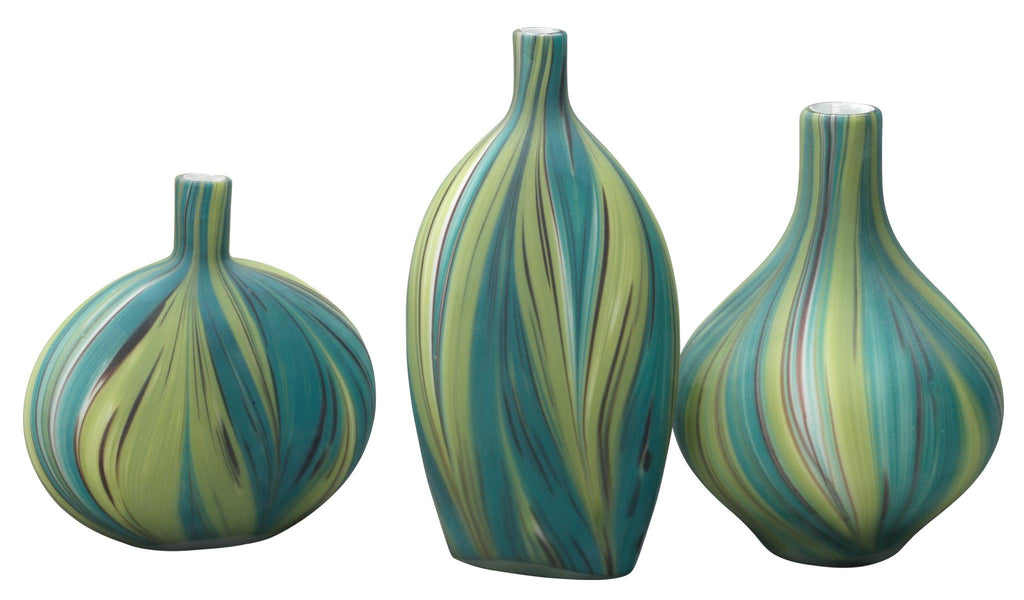 Jamie Young Stream Vessels (set of 3) Green Accents