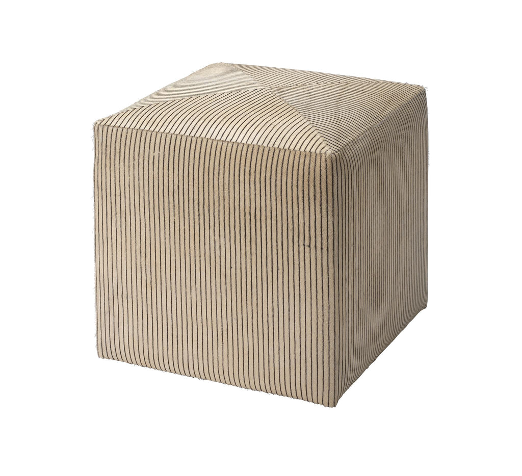 Jamie Young Pinstriped Ottoman Cream Furniture