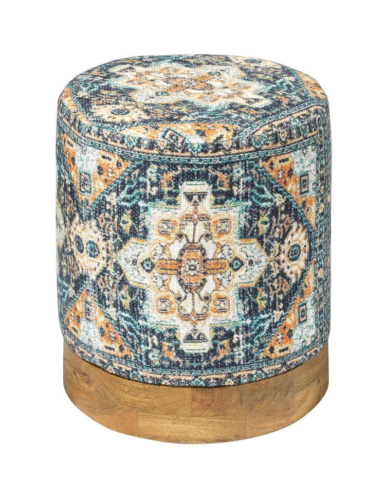 Jamie Young Mendocino Upholstered Ottoman Blue Furniture