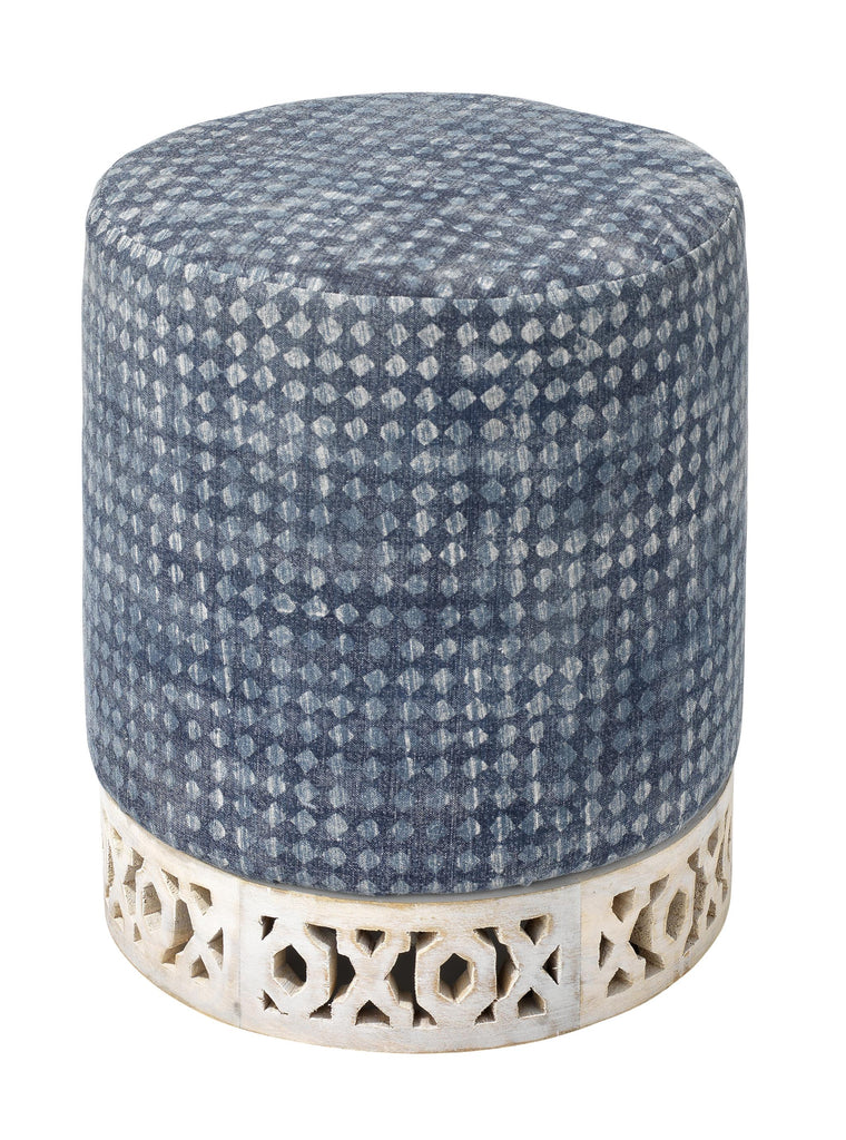 Jamie Young Solana Upholstered Ottoman Blue Furniture
