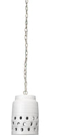 Jamie Young Perforated Long Ceramic 1-Light Pendant, White