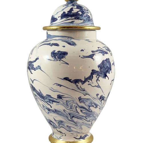 Kravet Decor Veneto Lidded Jar Navygold Vases
