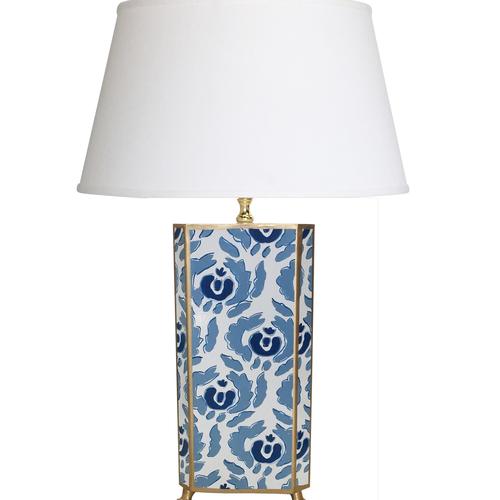 Dana Gibson Blue Beaufont  Lamp with White Shade