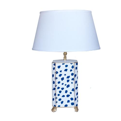 Dana Gibson Fleck in Navy Lamp with Wghite Shade