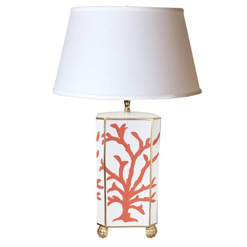Dana Gibson Coral Coral Lamp with White Shade