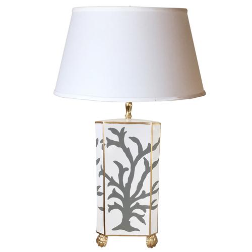 Dana Gibson Grey Coral Lamp with White Shade