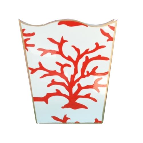 Dana Gibson Coral Coral Wsatebasket and Tissue Box
