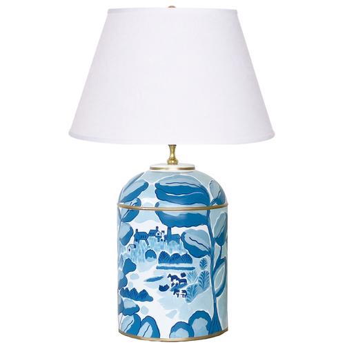 Dana Gibson Blue Bristow Tea Caddy Lamp