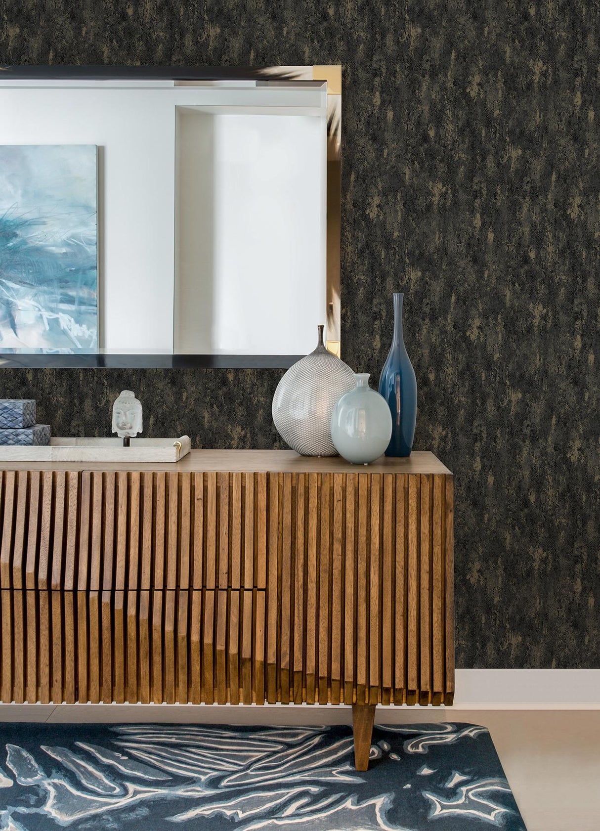 A-Street Prints Diorite Splatter Black Wallpaper