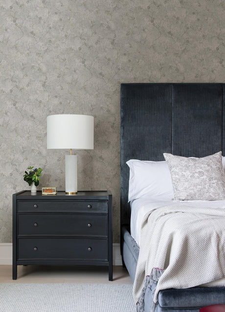 A-Street Prints Mahina Floral Vine Pewter Wallpaper