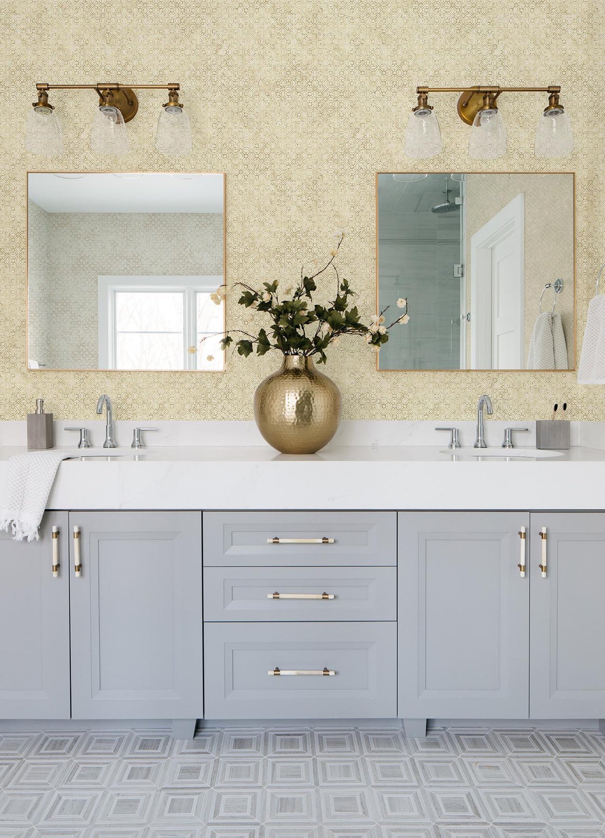 A-Street Prints Khauta Floral Geometric Gold Wallpaper