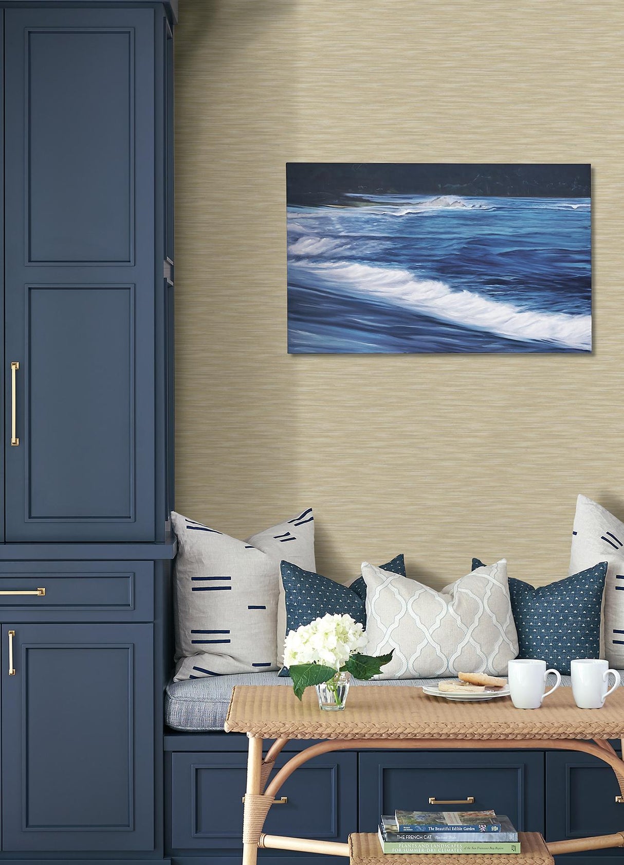 A-Street Prints Benson Faux Fabric Yellow Wallpaper