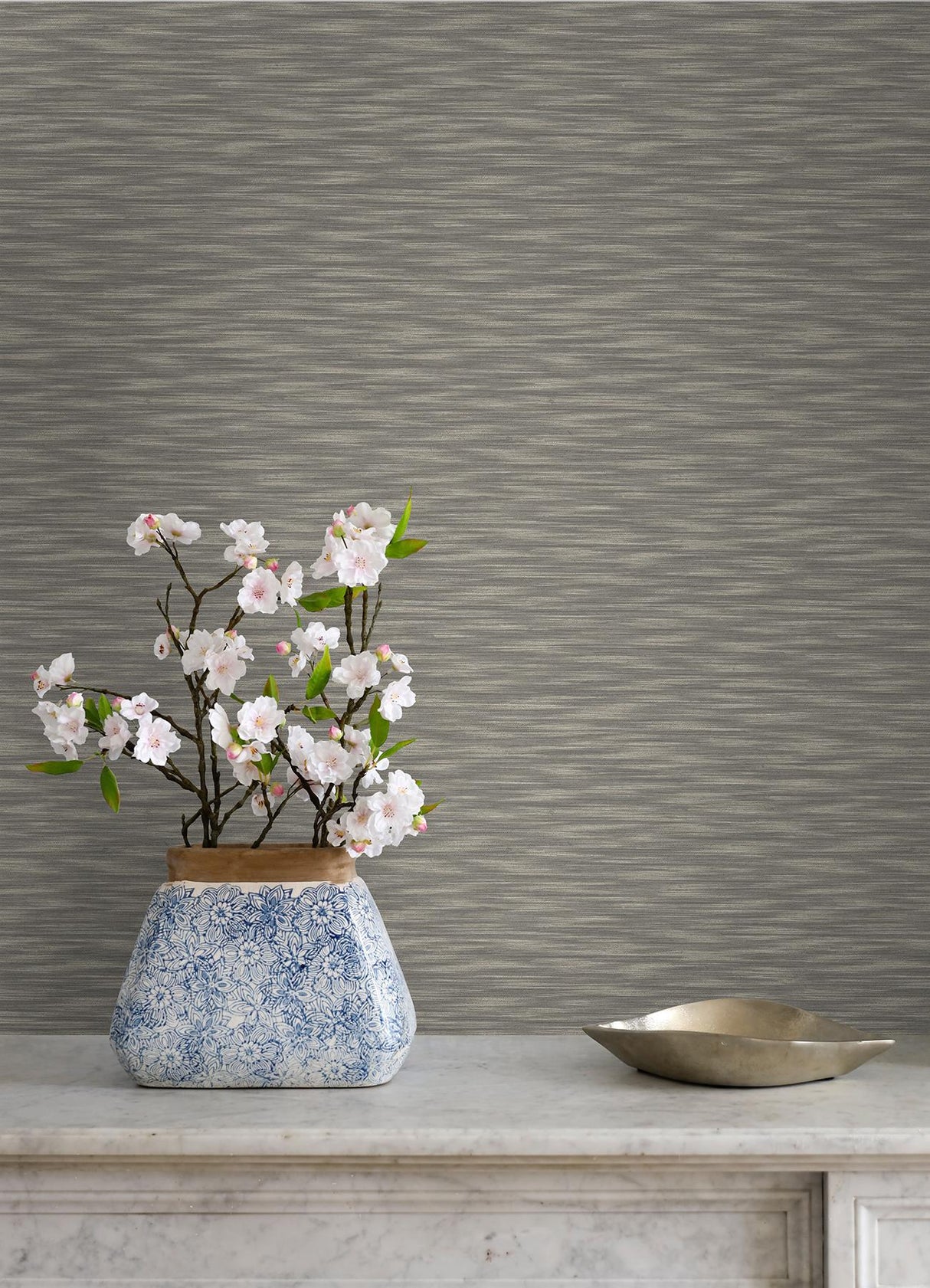 A-Street Prints Benson Faux Fabric Brown Wallpaper