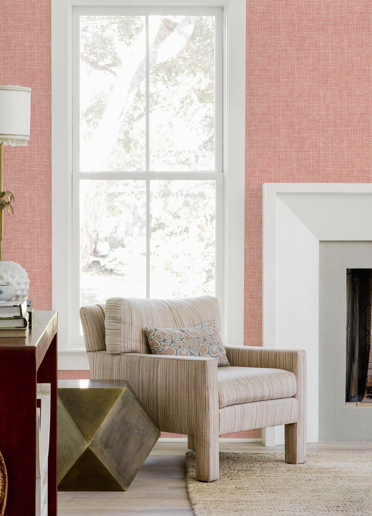 A-Street Prints Emerson Linen Coral Wallpaper
