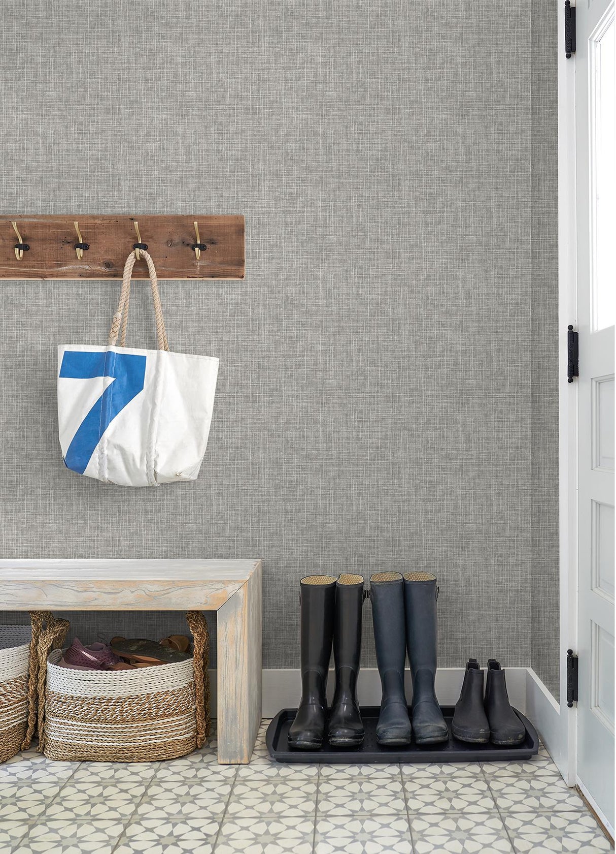 A-Street Prints Emerson Linen Grey Wallpaper