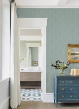 A-Street Prints Walcott Stitched Trellis Seafoam Wallpaper